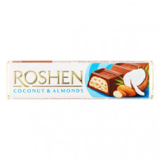 Батон Roshen Milk Chocolate з кокосом та мигдалем 43 г