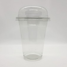 Стакан пластиковий з купольною кришкою ПЕТ (Турція) 14oz= 414мл (50 шт)