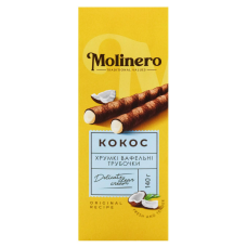Вафельні трубочки Molinero зі смаком кокоса 140г Вафельні трубочки Molinero зі смаком кокоса 140г